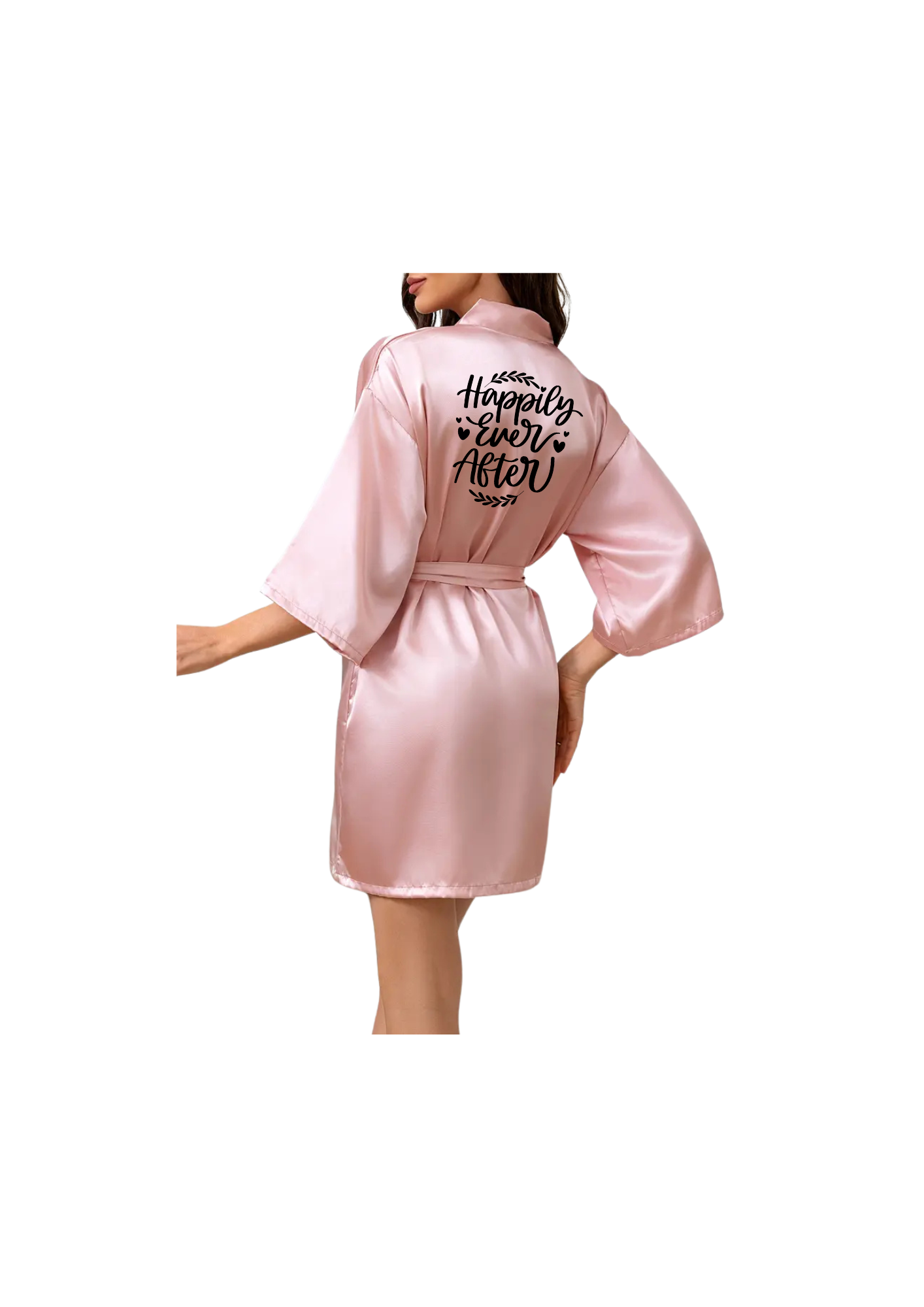 Dressing Gown - Customizable Solid Color Elegant Fashion Satin - Pink
