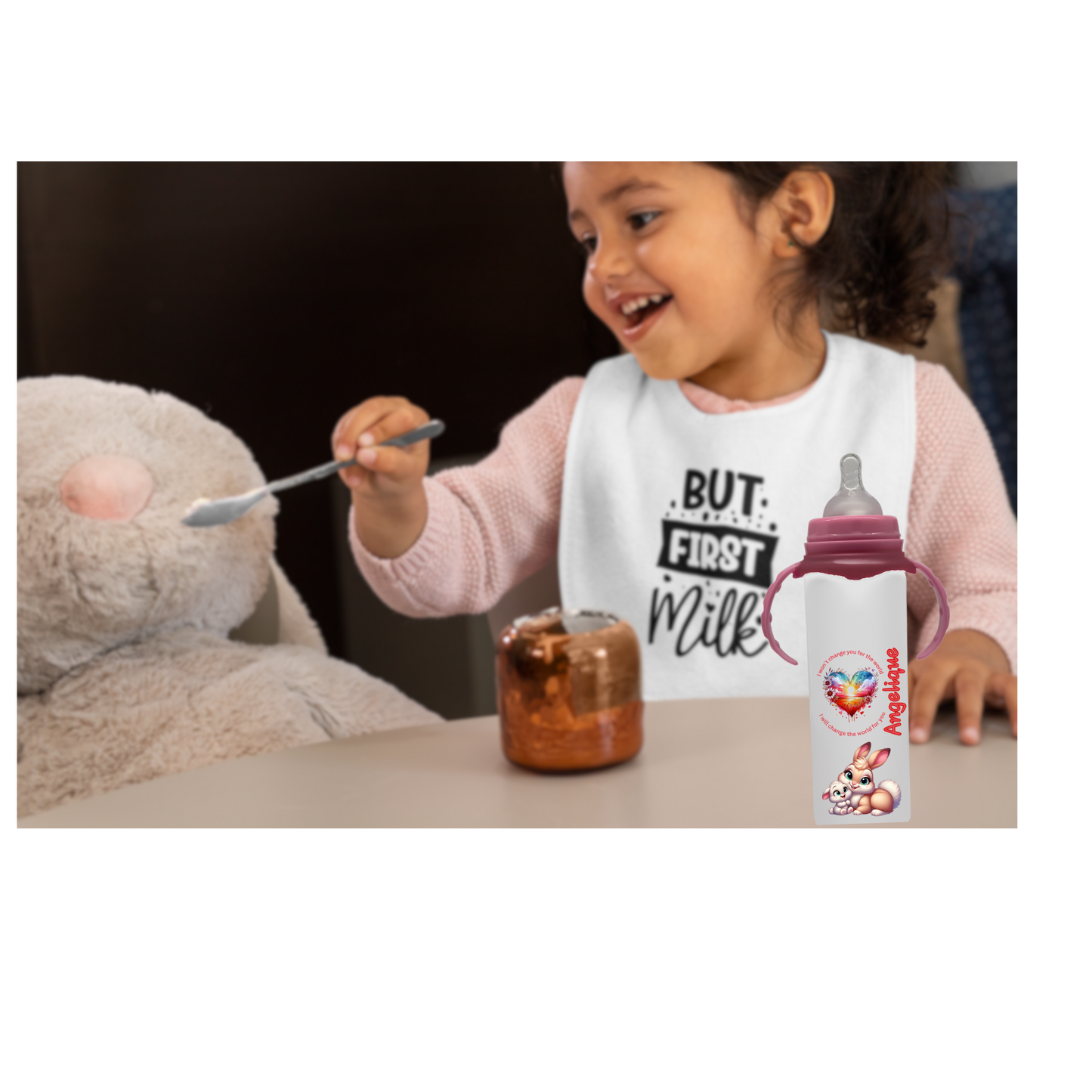 Baby Milk Bottle - Stainless Steel, Pink