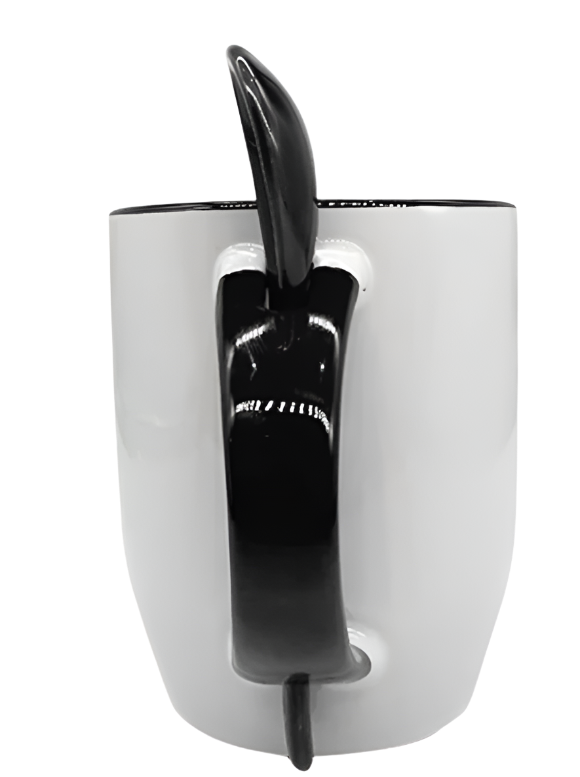 Mug with spoon (Black- Ceramic)