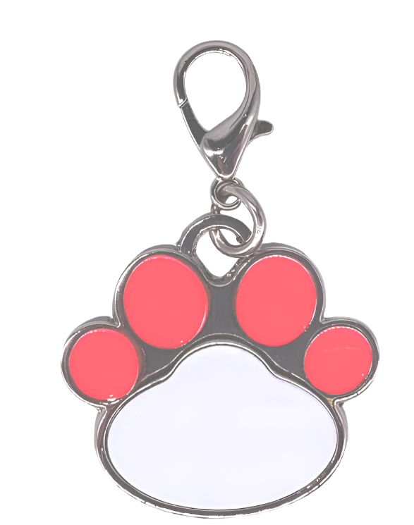 Dog Tag Paw Shaped Stainless Steel - Pink