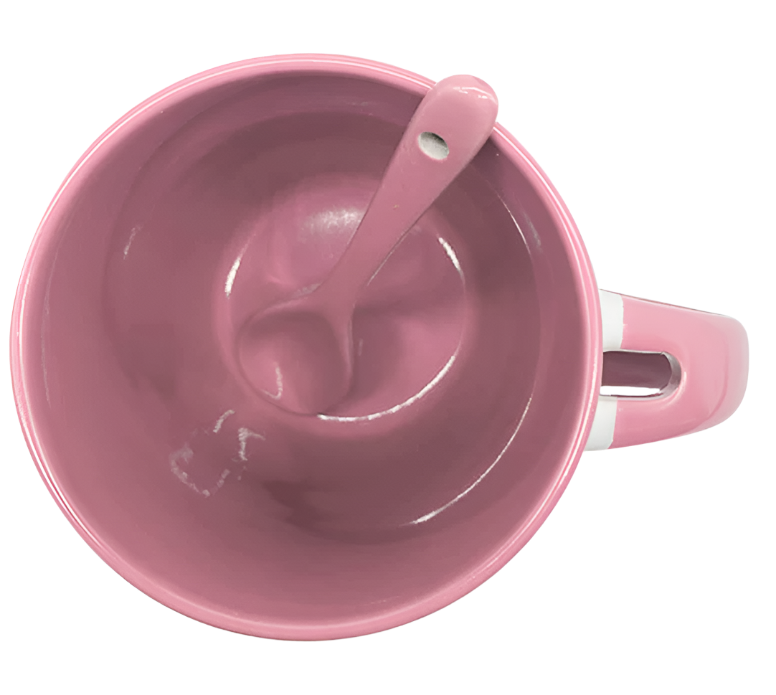 Mug with spoon (Pink- Ceramic)