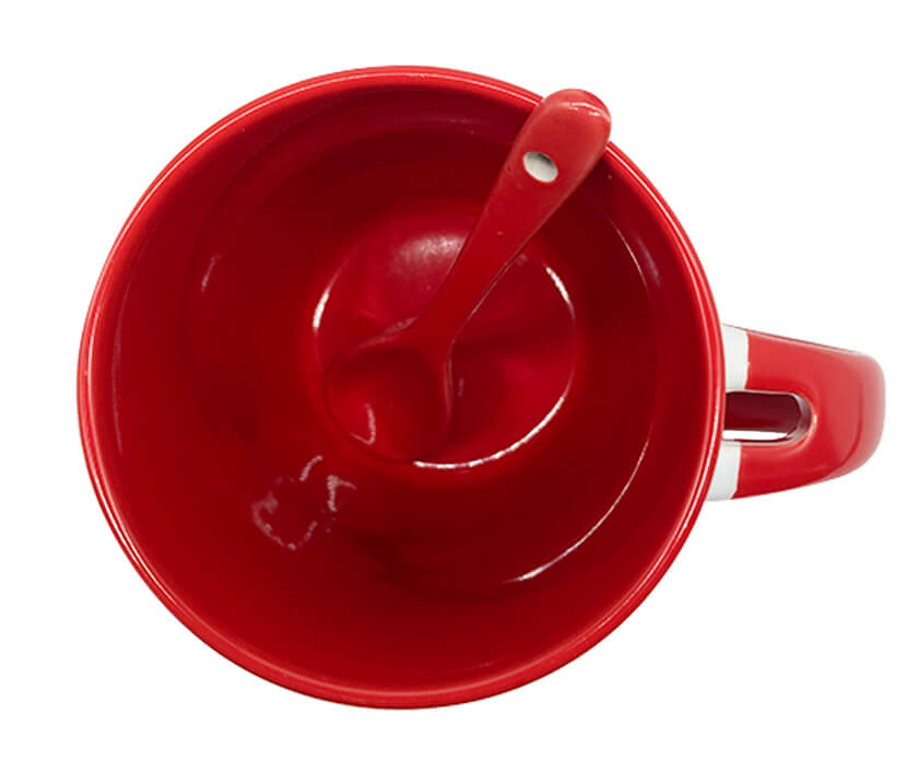 Mug with spoon (Red- Ceramic)
