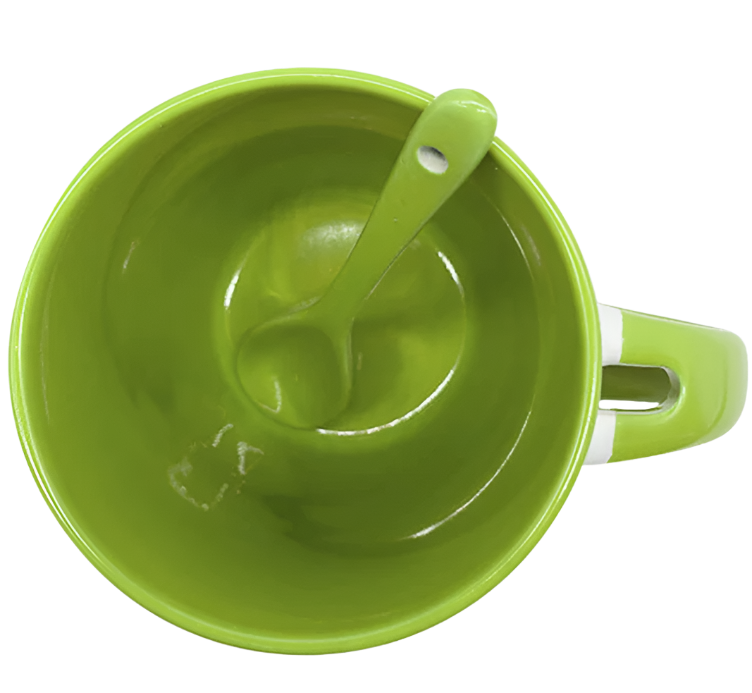 Mug with spoon (Green- Ceramic)