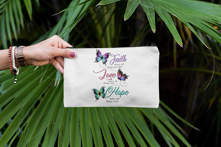 Tote Bag / Grocery Bags with Colorful Handles + Makeup Bag