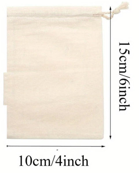 Drawstring Bags - Cotton Produce Bags (Small 10.16cmx15.24cm)
