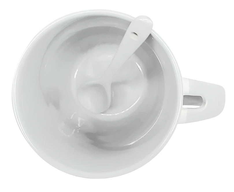 Mug with spoon (White- Ceramic)