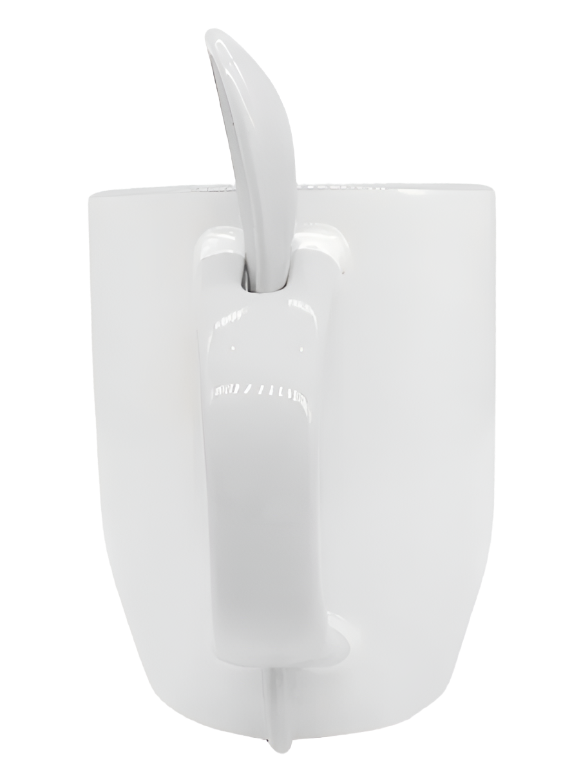 Mug with spoon (White- Ceramic)