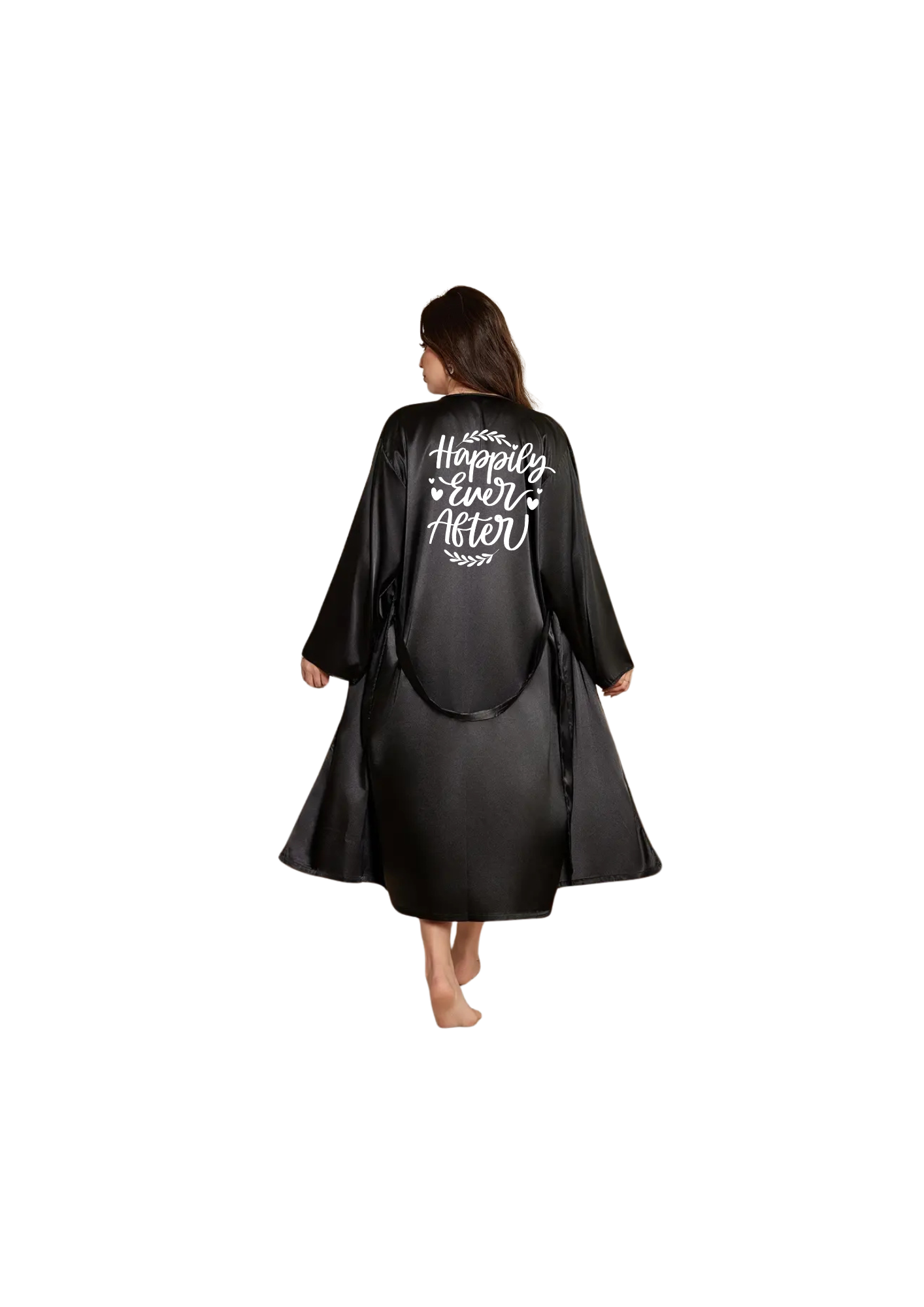 Dressing Gown - Customizable, Satin Nightgown for Women, V-Neck Long Robe with Tie