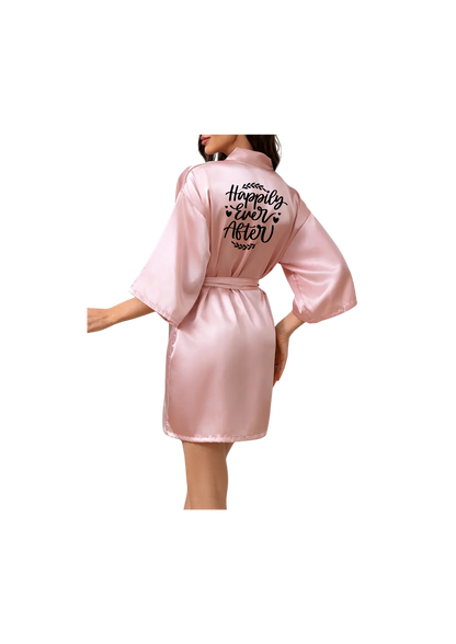 Dressing Gown - Customizable Solid Color Elegant Fashion Satin - Pink