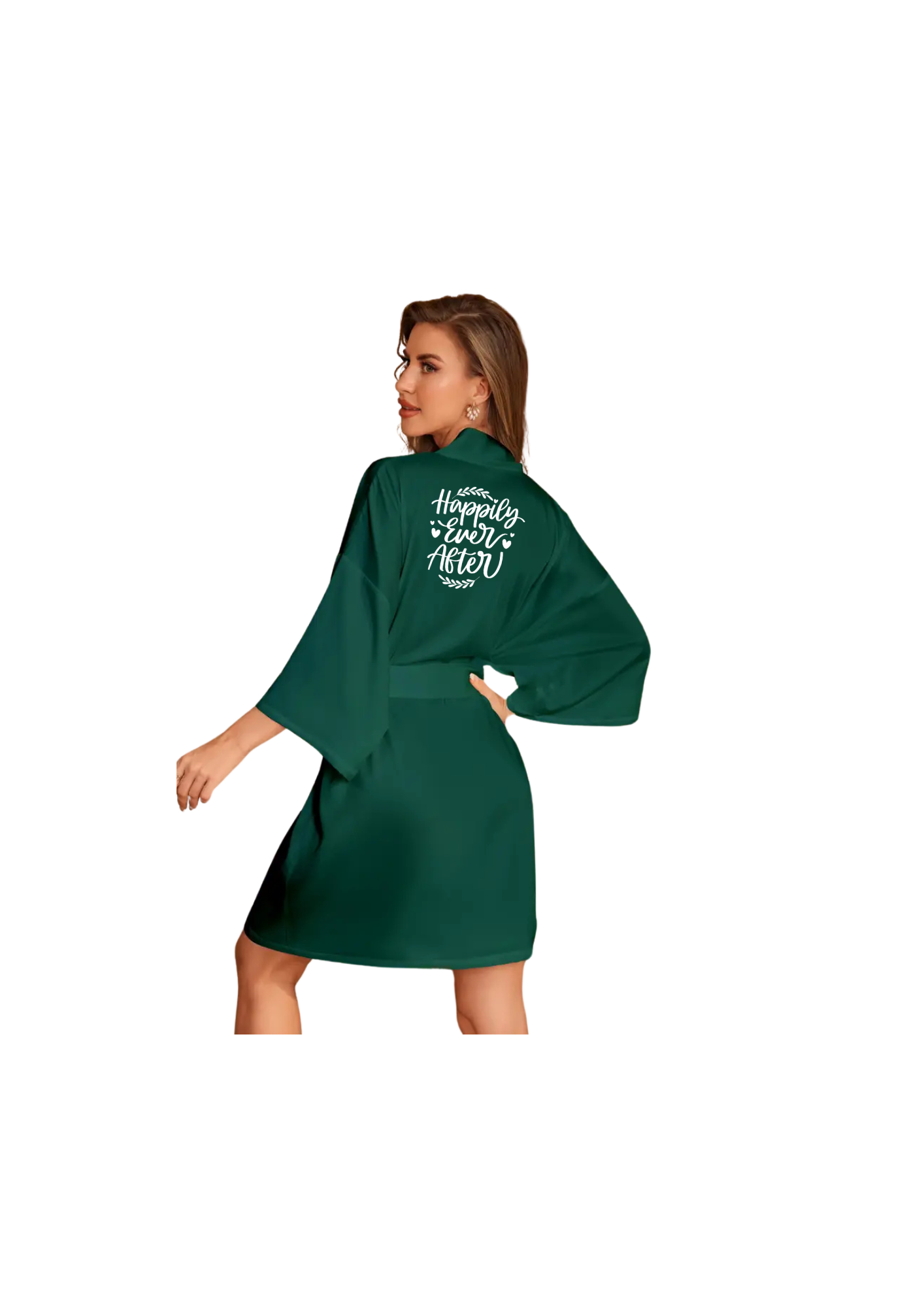 Dressing Gown - Green Customizable, Elegant Long Sleeve V Neck Sleep Robe With Pockets