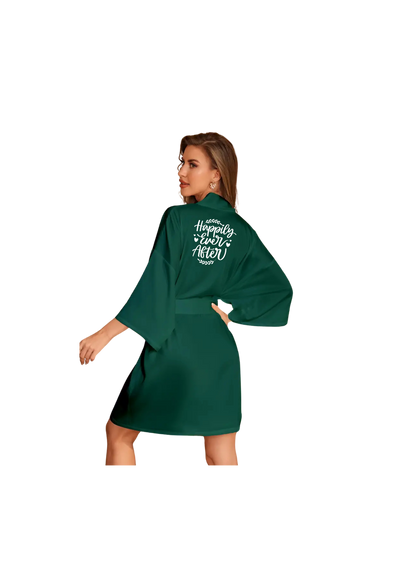 Dressing Gown - Green Customizable, Elegant Long Sleeve V Neck Sleep Robe With Pockets