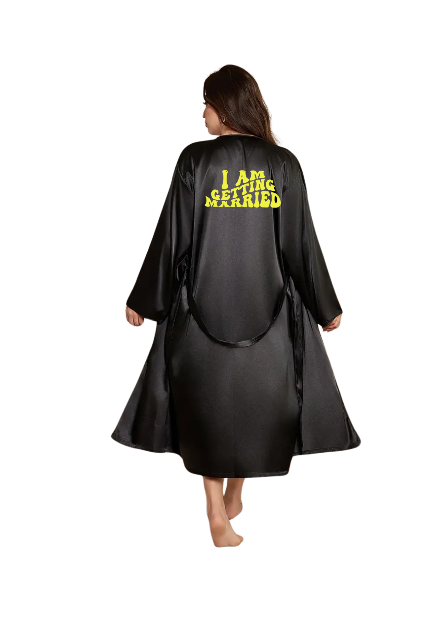 Dressing Gown - Customizable, Satin Nightgown for Women, V-Neck Long Robe with Tie