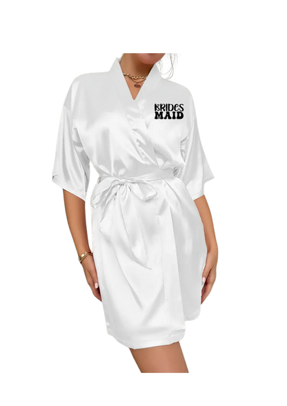 Dressing Gown - Customizable Comfy White Three Quarter Sleeve Robe
