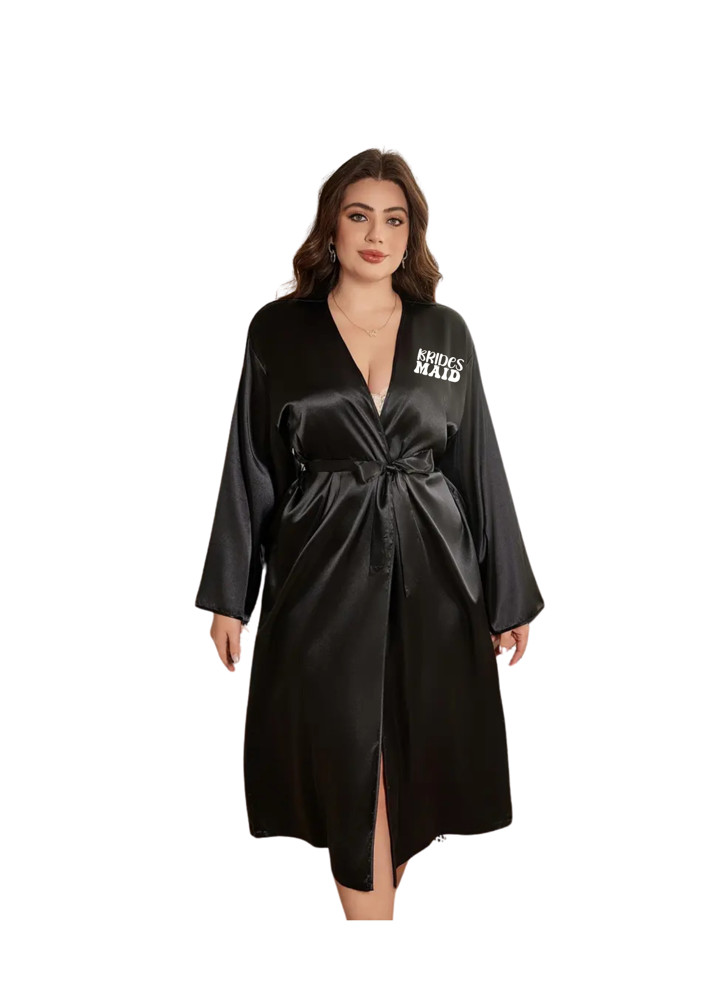 Dressing Gown - Customizable, Satin Nightgown for Women, V-Neck Long Robe with Tie