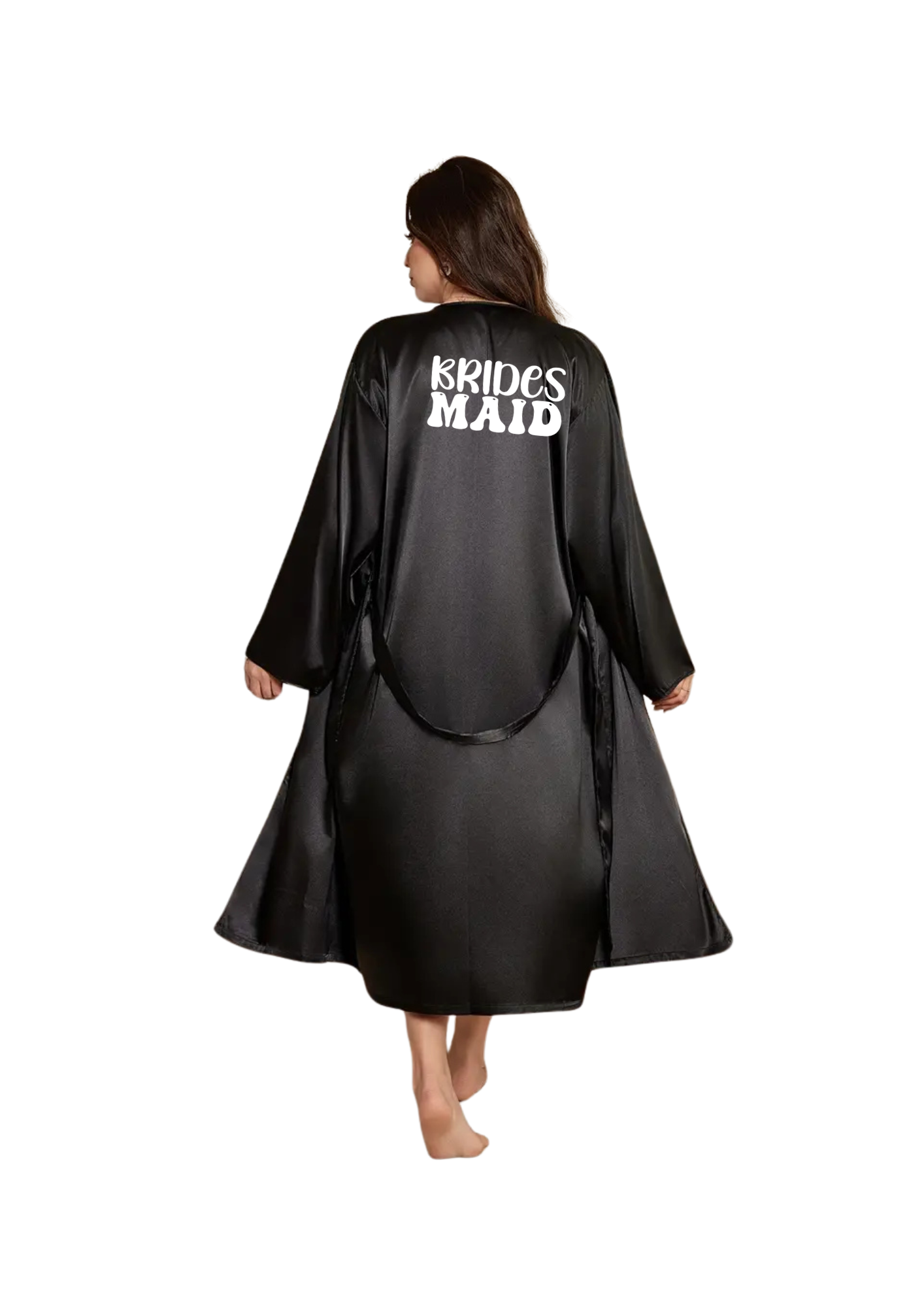 Dressing Gown - Customizable, Satin Nightgown for Women, V-Neck Long Robe with Tie