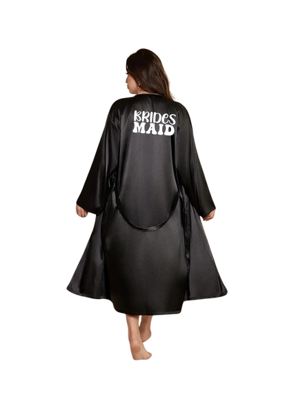 Dressing Gown - Customizable, Satin Nightgown for Women, V-Neck Long Robe with Tie