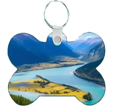 Dog Tag / Keyring Double-Sided Wooden Bone Shaped
