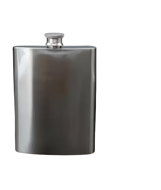 Hip Flask - White 8oz Silver