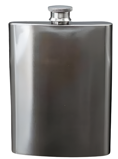 Hip Flask - White 8oz Silver