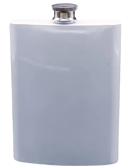 Hip Flask - White 8oz Metal