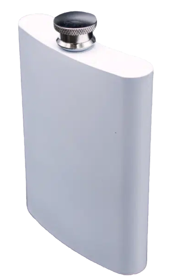 Hip Flask - White 8oz Metal