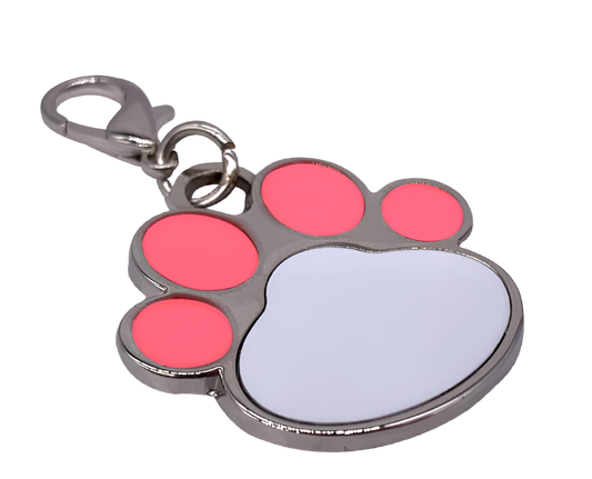 Dog Tag Paw Shaped Stainless Steel - Pink