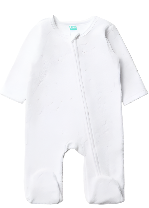 Babygrow Closed Feet, Zip - White - Polyester