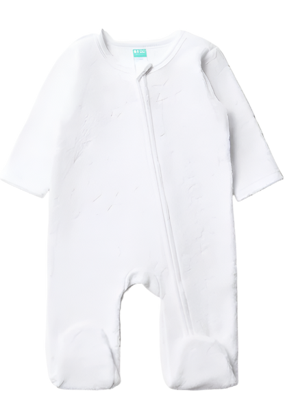 Babygrow Closed Feet, Zip - White - Polyester
