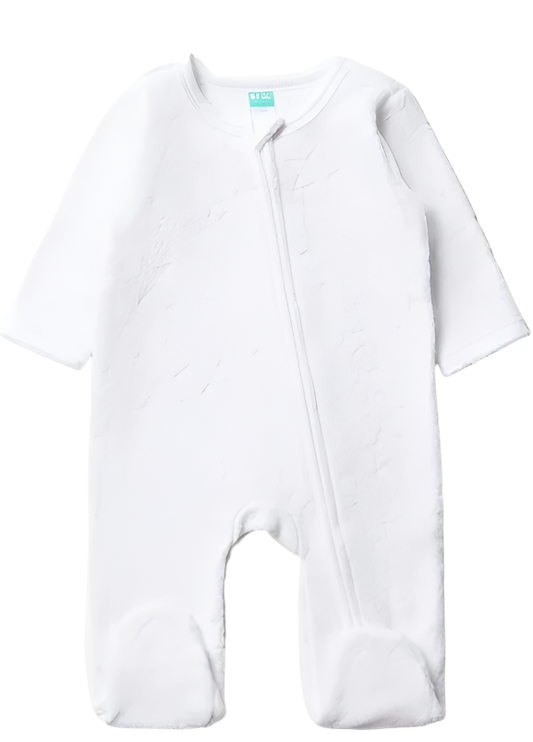 Babygrow Closed Feet, Zip - White - Polyester