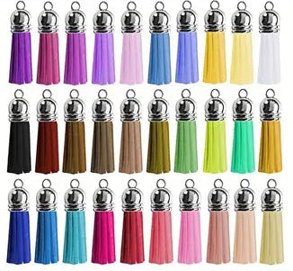 Keyring - Round Acrylic Keychain with Colorful Tassels