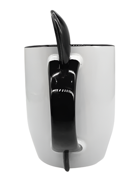 Mug with spoon (Black- Ceramic)