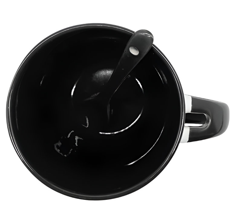 Mug with spoon (Black- Ceramic)