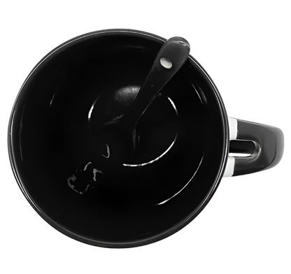 Mug with spoon (Black- Ceramic)