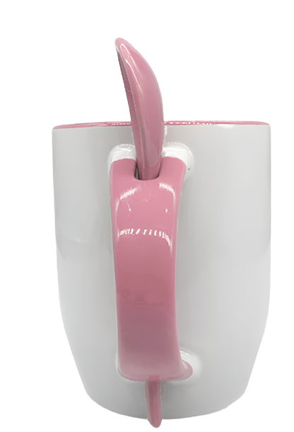 Mug with spoon (Pink- Ceramic)