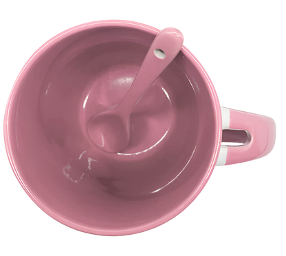 Mug with spoon (Pink- Ceramic)