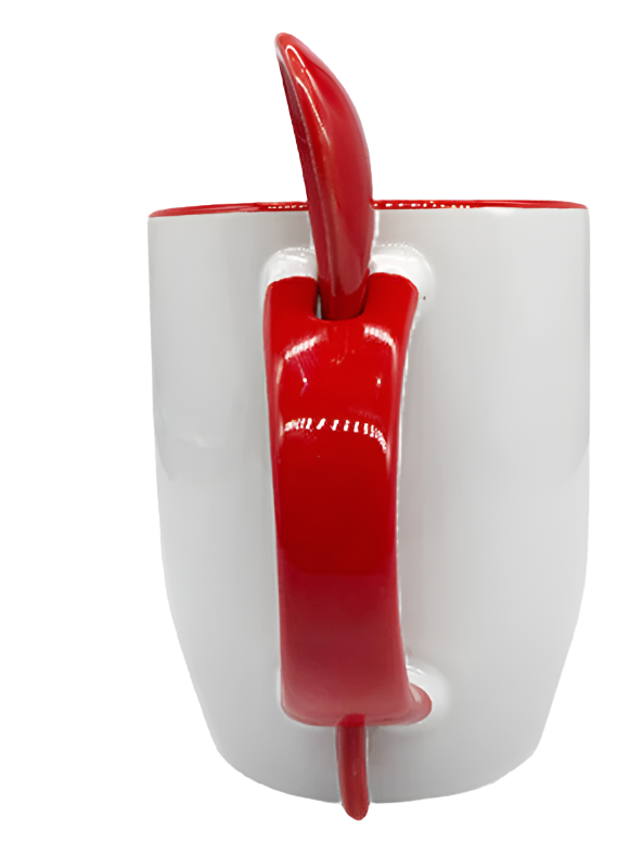 Mug with spoon (Red- Ceramic)