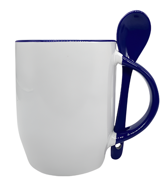 Mug with spoon (Blue- Ceramic)
