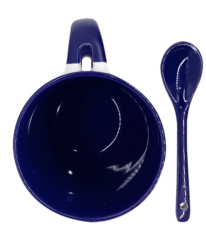 Mug with spoon (Blue- Ceramic)