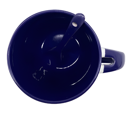 Mug with spoon (Blue- Ceramic)