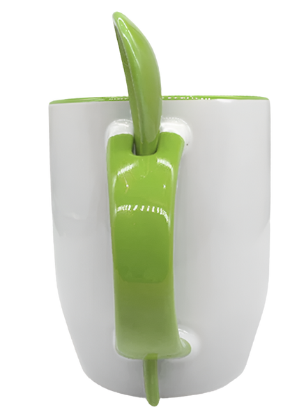 Mug with spoon (Green- Ceramic)