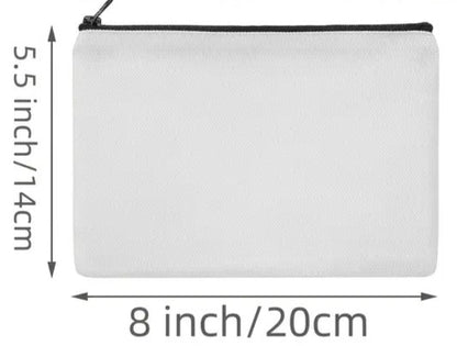 Canvas Small Storage Bag  (Makeup / Zipper Handbag /  Stationary)- Black Zip