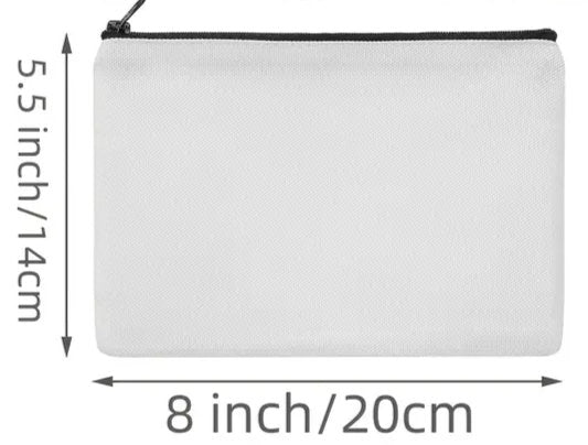 Canvas Makeup Bag / Zipper Handbag /  Storage Bag - Black Zip