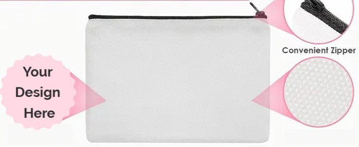 Canvas Makeup Bag / Zipper Handbag /  Storage Bag - Black Zip
