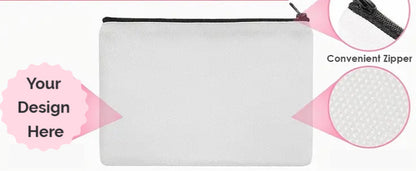 Canvas Makeup Bag / Zipper Handbag /  Storage Bag - Black Zip
