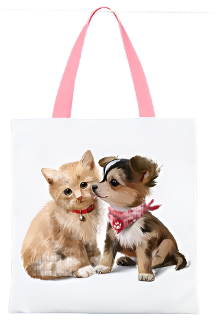 Tote Bag / Grocery Bags with Colorful Handles + Makeup Bag
