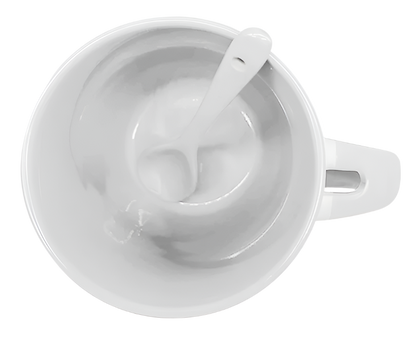 Mug with spoon (White- Ceramic)