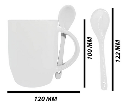 Mug with spoon (White- Ceramic)