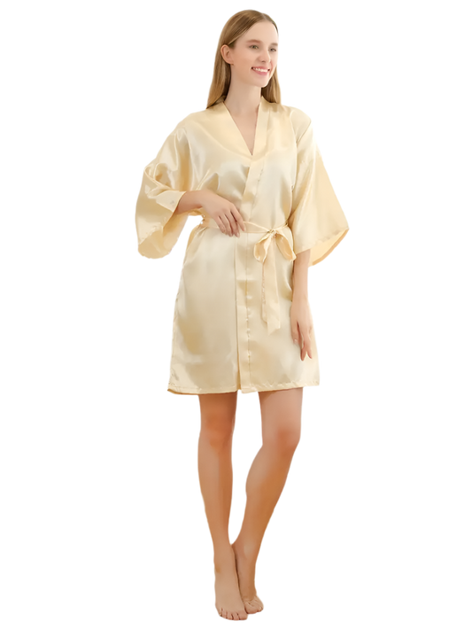 Dressing Gown - Customizable, Comfortable Lace-up Champagne Breathable Nightgown