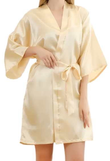 Dressing Gown - Customizable, Comfortable Lace-up Champagne Breathable Nightgown