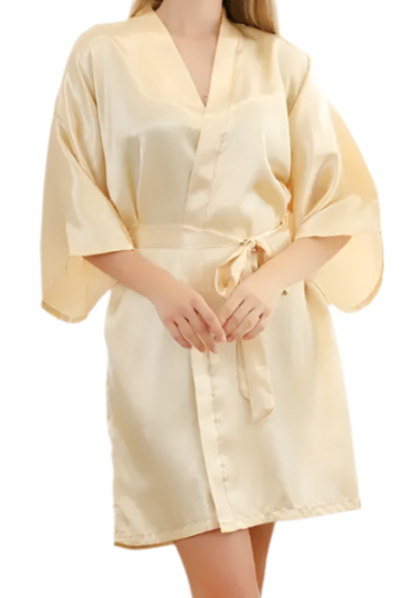 Dressing Gown - Customizable, Comfortable Lace-up Champagne Breathable Nightgown